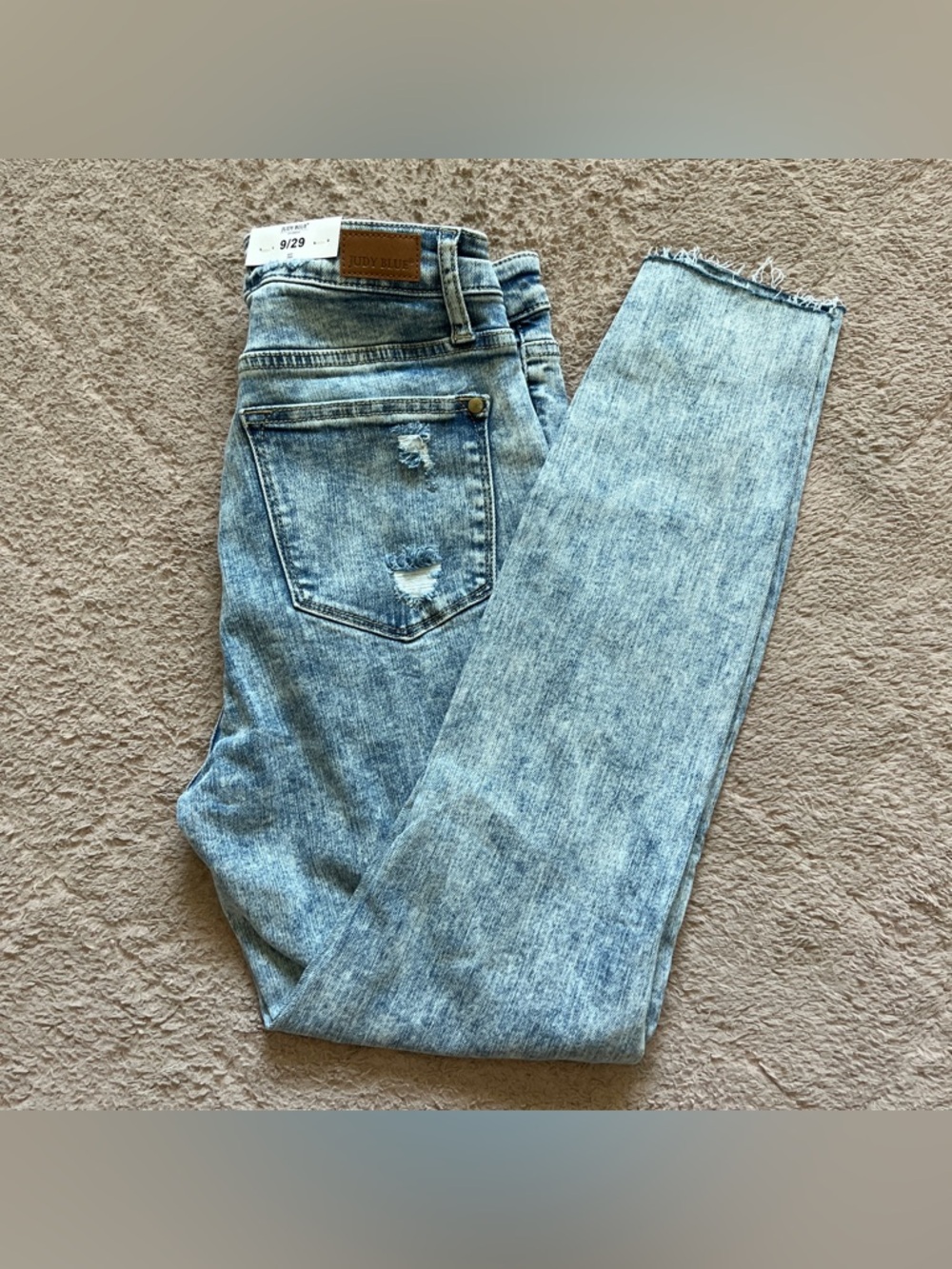 NWT Judy Blue High Rise Skinny Fit Raw Hem Distressed Jeans Preppy Sz 9/29